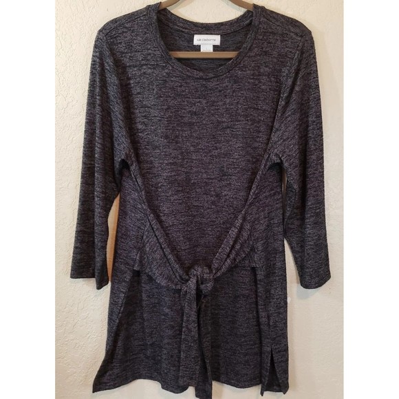 Liz Claiborne Sweaters - Liz Claiborne Tie Waist Long Tunic Sweater Mottled Grey Size Large
